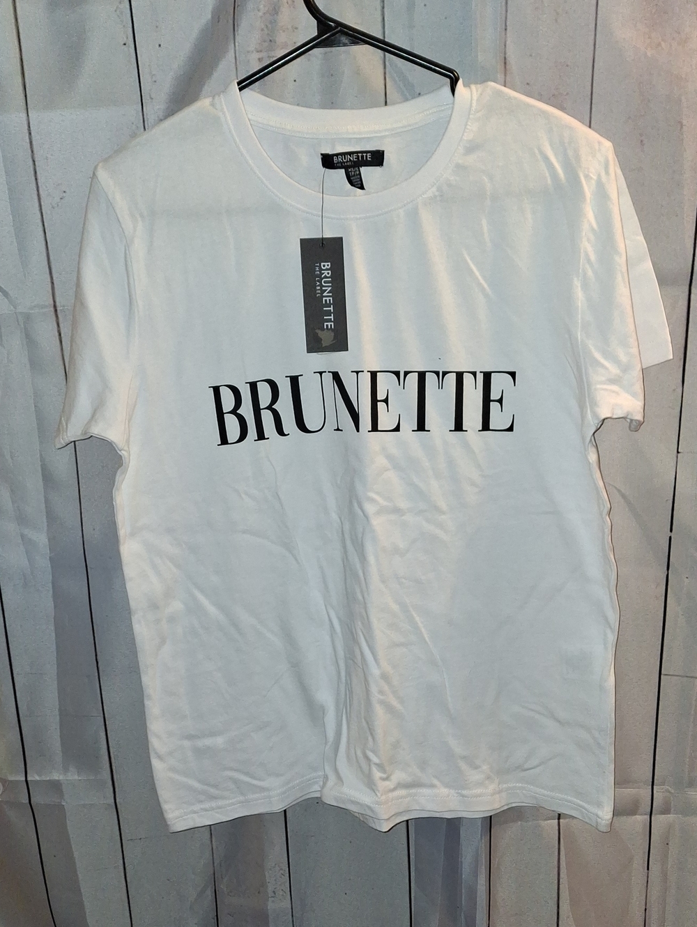 Brunette The Label White Tee with Black Logo